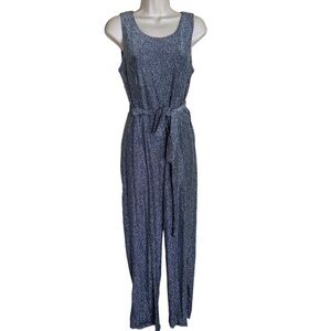 NWT Nicole Miller Shimmer/Metallic Jumpsuit in Silver size Medium